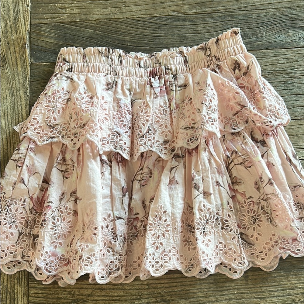 LoveShackFancy GAP Floral Lace Pink Skirt